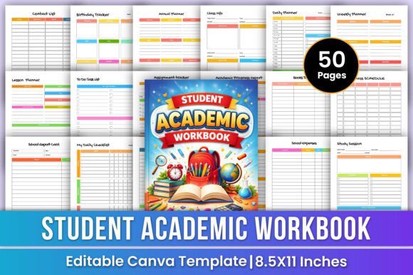 Student Academic Workbook Canva Kdp
